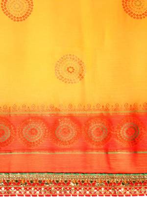 Red gotta patti poly georgette bandhani saree 4