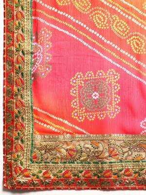 red gotta patti poly georgette bandhani saree 5