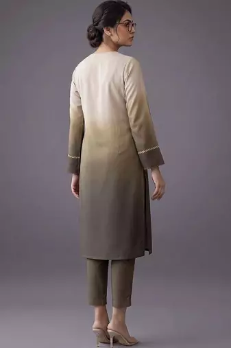 women ombre dyed regular thread work kurta with trousers