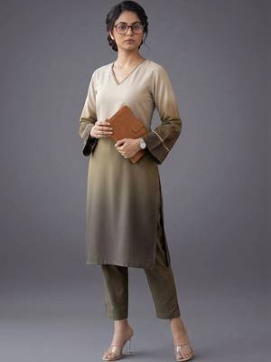 women ombre dyed regular thread work kurta with trousers 6