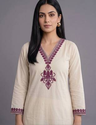 women ethnic motifs embroidered regular thread work kurta with trousers & with dupatta 6