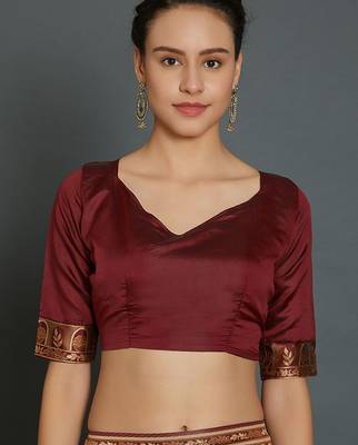 Maroon maroon & gold-coloured silk blend woven design banarasi saree 2