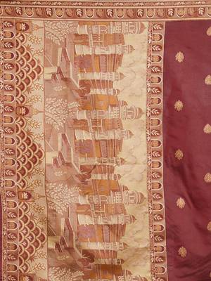 Maroon maroon & gold-coloured silk blend woven design banarasi saree 5