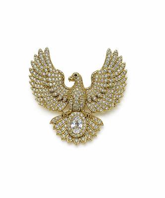 Gold plated zircon bird motif brooch 2