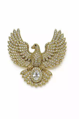 Gold plated zircon bird motif brooch