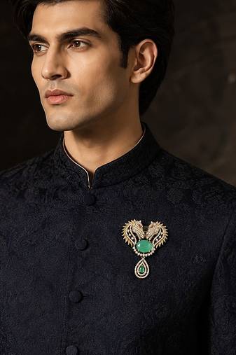 Gold plated zircon horse motif brooch