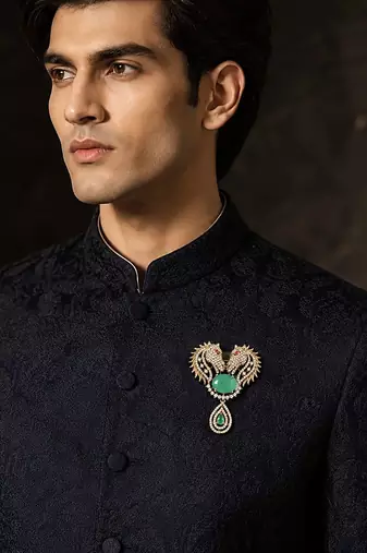 Gold plated zircon horse motif brooch