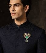 Gold plated zircon horse motif brooch