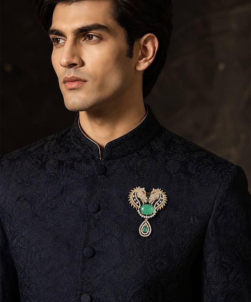 Gold plated zircon horse motif brooch