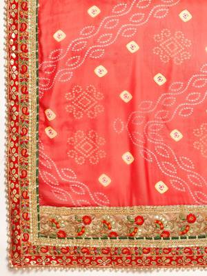 White white & red bandhani gotta patti half and half bandhani saree 5