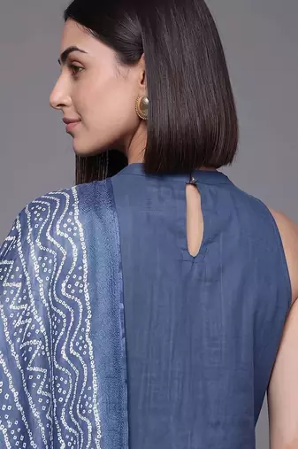 women ethnic motifs regular cotton kurta with trousers & with dupatta