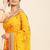 red red & yellow bandhani beads and stones half and half bandhani saree
