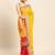 red red & yellow bandhani beads and stones half and half bandhani saree