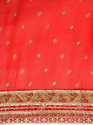 red red & yellow bandhani beads and stones half and half bandhani saree 4
