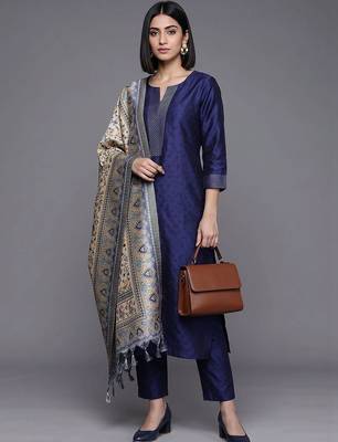 women ethnic motifs regular kurta with trousers & with dupatta 1