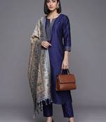 women ethnic motifs regular kurta with trousers & with dupatta