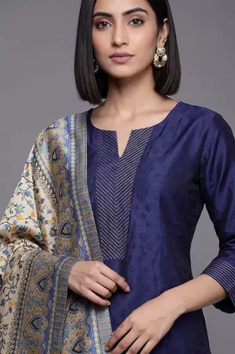 women ethnic motifs regular kurta with trousers & with dupatta
