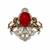 Gold plated red stone horse motif brooch