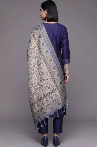 women ethnic motifs regular kurta with trousers & with dupatta