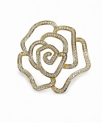 Gold plated zircon floral brooch 2