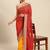Yellow yellow & red bandhani beads and stones half and half bandhani saree