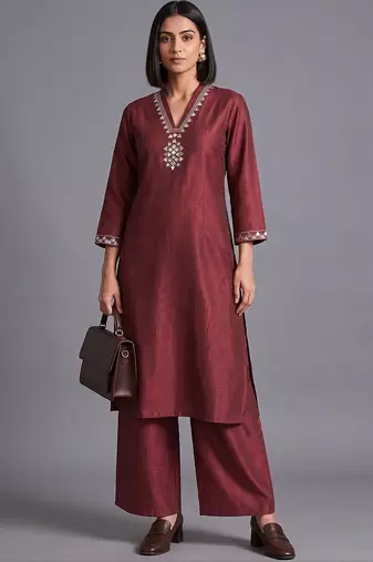 women regular mirror work kurta with palazzos