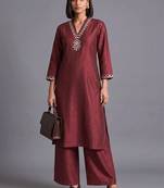 women regular mirror work kurta with palazzos