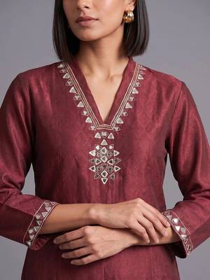 women regular mirror work kurta with palazzos 2