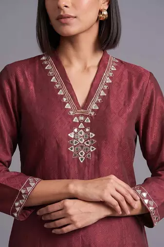 women regular mirror work kurta with palazzos