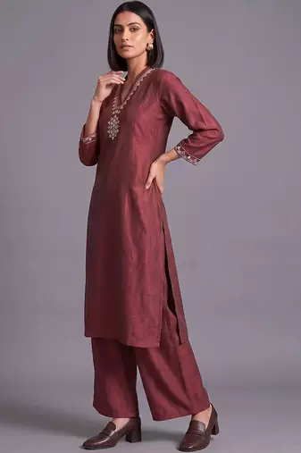 women regular mirror work kurta with palazzos