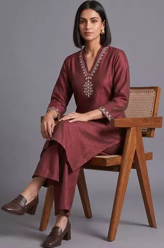 women regular mirror work kurta with palazzos