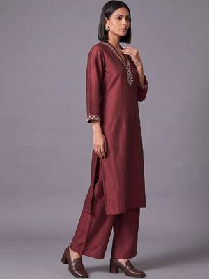 women regular mirror work kurta with palazzos 7