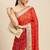 Blue blue & red bandhani beads and stones half and half bandhani saree