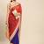 Blue blue & red bandhani beads and stones half and half bandhani saree