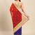 Blue blue & red bandhani beads and stones half and half bandhani saree
