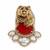 Gold plated stone bear motif brooch