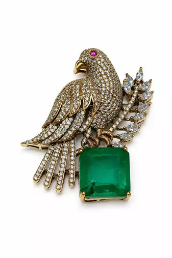 Gold plated zircon eagle motif brooch