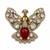 Gold plated red stone peacock motif brooch