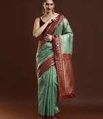 green woven design zari banarasi saree