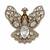 Gold plated white stone peacock motif brooch