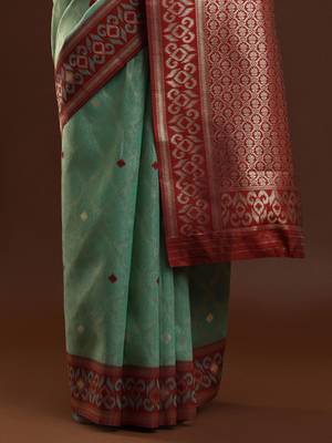 green woven design zari banarasi saree 5