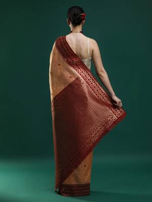 orange woven design zari banarasi saree 3