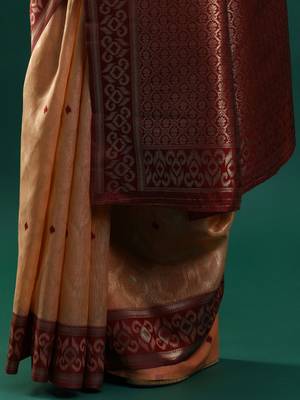 orange woven design zari banarasi saree 5
