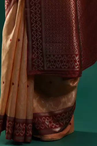 orange woven design zari banarasi saree