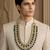 Gold finish kundan polki and green beaded layered mala necklace