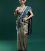 grey women woven design zari art silk banarasi saree