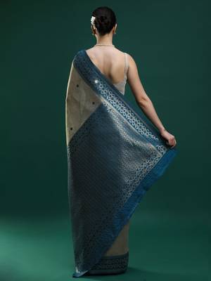 grey women woven design zari art silk banarasi saree 3