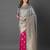 grey grey & pink woven design zari silk blend half and half banarasi saree