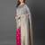 grey grey & pink woven design zari silk blend half and half banarasi saree