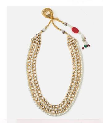 Gold plated multi layered pearl groom mala necklace 2